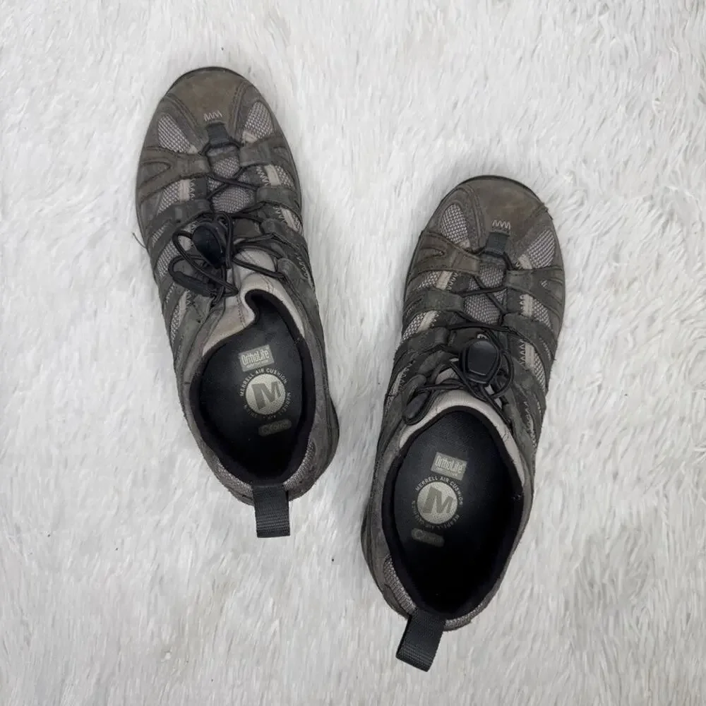 MERRELL / gray bungee lace vibram sole ankle hiking shoes / 7